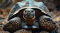 Galapagos tortoise closeup detailed skin texture against volcanic rocks in natural light Royalty Free Stock Photo