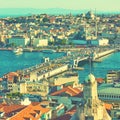 The Galata Bridge and Fatih in Istanbul Royalty Free Stock Photo