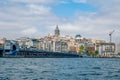 Galata Bridge, view to the Galata Tower, ship landing stage