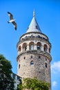 Galata Kulesi Tower in Istanbul, Turkey. Ancient Turkish famous landmark in Beyoglu district, European side of the city. Architect Royalty Free Stock Photo