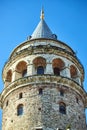 Galata Kulesi Tower in Istanbul, Turkey. Ancient Turkish famous landmark in Beyoglu district, European side of the city. Architect Royalty Free Stock Photo