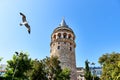 Galata Kulesi Tower in Istanbul, Turkey. Ancient Turkish famous landmark in Beyoglu district, European side of the city. Architect Royalty Free Stock Photo