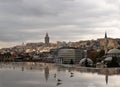 galata port side view, Galata tower, Istanbul, Turkey. Observation deck of Istanbul Museum of Modern Art