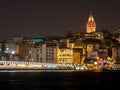 Galata Tower and Galata Bridge in Istanbul, Turkey Royalty Free Stock Photo