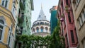 Galata tower. Galata Tower in Istanbul. Low angle view. Travel to Turkey. Landmarks of Turkey.