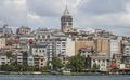 Galata Tower and the Golden Horn from Eminonu coast in Istanbul, Turkey