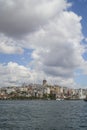 Galata Tower and the Golden Horn from Eminonu coast in Istanbul, Turkey