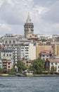 Galata Tower and the Golden Horn from Eminonu coast in Istanbul, Turkey