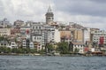 Galata Tower and the Golden Horn from Eminonu coast in Istanbul, Turkey