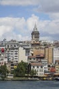 Galata Tower and the Golden Horn from Eminonu coast in Istanbul, Turkey