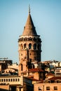 Galata Tower, Istanbul, Turkey. Galata Tower And Old Apartments, Istanbul, Turkey Royalty Free Stock Photo