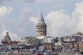 Galata Tower Turk, the tallest and oldest tower in Istanbul, Turkey Royalty Free Stock Photo