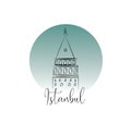 Galata tower line illustration on white background vector for postcard souvenir