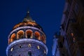 Galata Tower at Night, Beyoglu, Istanbul, Turkey Royalty Free Stock Photo