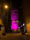 The Galata Tower at Night - Pink