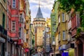 Galata Tower in the Old Town of Istanbul, Turkey Royalty Free Stock Photo