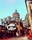 Galata tower panda bear graffity