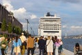 Galataport Mall with people and a cruise ship Royalty Free Stock Photo