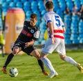 GALATI, ROMANAIA -MAY 08: Unidentified football players compete