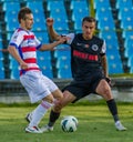 GALATI, ROMANAIA -MAY 08: Unidentified football players compete