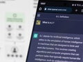 Galati, Romania - February 08, 2023: Webpage of ChatGPT, a prototype AI chatbot developed by OpenAI, on a smartphone screen.