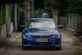 Galati, Romania - July 4, 2020: 2020 Blue BMW 3 Series G20 M340i xDrive Steptronic front view Royalty Free Stock Photo