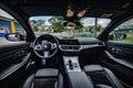 Galati, Romania - July 4, 2020: 2020 Blue BMW 3 Series G20 M340i xDrive Steptronic interior Royalty Free Stock Photo