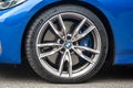 Galati, Romania - July 4, 2020: 2020 Blue BMW 3 Series G20 M340i xDrive Steptronic wheel and chrome rim Royalty Free Stock Photo
