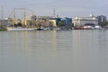 Galati, Romania - September 17, 2019. Brice Mircea Romanian Military Navy School Ship docked on Danube river