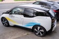 Galati, Romania - September 15, 2021: 2021 Electric car BMW i3 side view