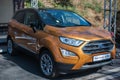 Galati, Romania - September 15, 2019: Gold Ford EcoSport facelift front view