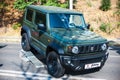 Galati, Romania - September 15, 2019: Green Army Style Suzuki Jimny JB74 facelift front view