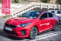 Galati, Romania - September 15, 2019: Red Kia Pro Ceed 3 facelift front view Royalty Free Stock Photo