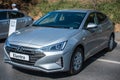 Galati, Romania - September 15, 2019: Silver Hyundai Elantra facelift front view