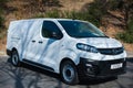 Galati, Romania - September 15, 2019: White Opel Vivaro C facelift front view