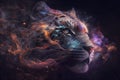 galaxies with a shape of a tiger with nebulae space stars and smoke