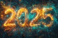 Galaxies form numbers in cosmic dust for 2025 Royalty Free Stock Photo