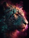 galaxies, shape of a tiger, nebulae, generative ai