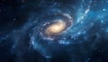 Galaxy on background of blue cosmos