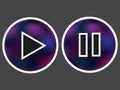Galaxy blue violet play pause button icon vector