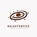 Galaxy coffee logo, coffee bean as planet in the galaxy logo icon concept for cafe and coffee shop Royalty Free Stock Photo