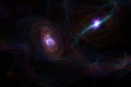 Galaxy Collection. Spiral galaxies background. Whirlpool galaxy, colliding galaxies. Large-scale structure of Multiple Galaxies in