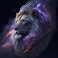 Galaxy and constellations with lion face.generative AI