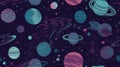 Galaxy constilation seamless pattern simulating the night sky with Mystical and Astrology elements, generative AI