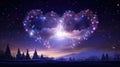 Galaxy cosmic heart background. Bright stars night sky, romantic magic night, love and Valentines day card. Abstract Royalty Free Stock Photo