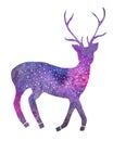 Galaxy deer. Hand-drawn cosmic deer