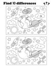 Galaxy Explorer Differences Game â Planets and Rockets for Children Royalty Free Stock Photo