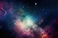 A galaxy filled with colorful stars and nebulae, surrounded by a dark and mysterious outer space. background Generative AI Royalty Free Stock Photo