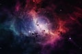 A galaxy filled with colorful stars and nebulae, surrounded by a dark and mysterious outer space. background Generative AI Royalty Free Stock Photo