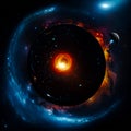 Galaxy in a free space, Planets and galaxy, science fiction abstract background, 3D rendering Royalty Free Stock Photo